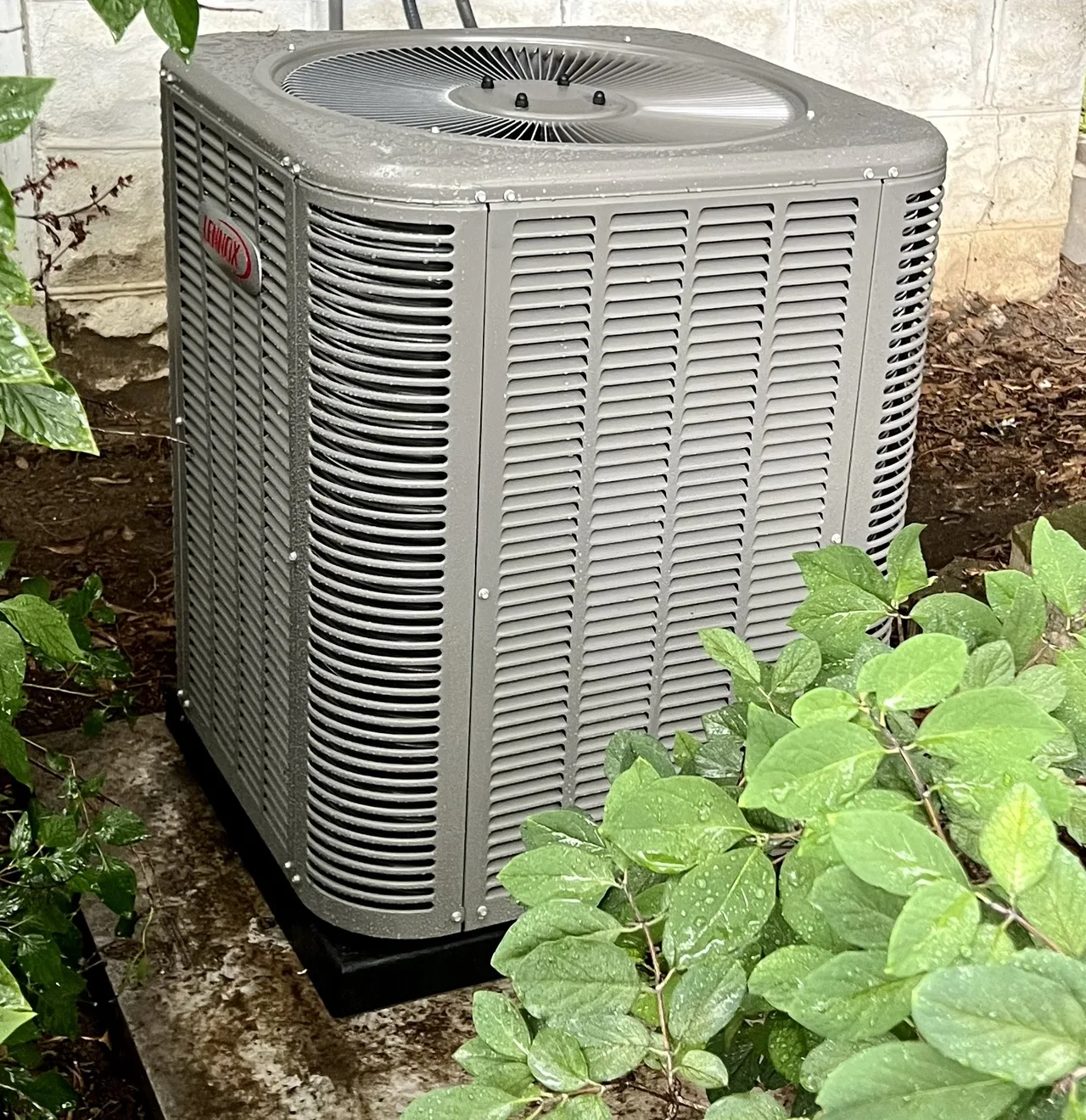 Lennox residential outdoor condensing unit of the kind Synergie AC Repair & Installation installs