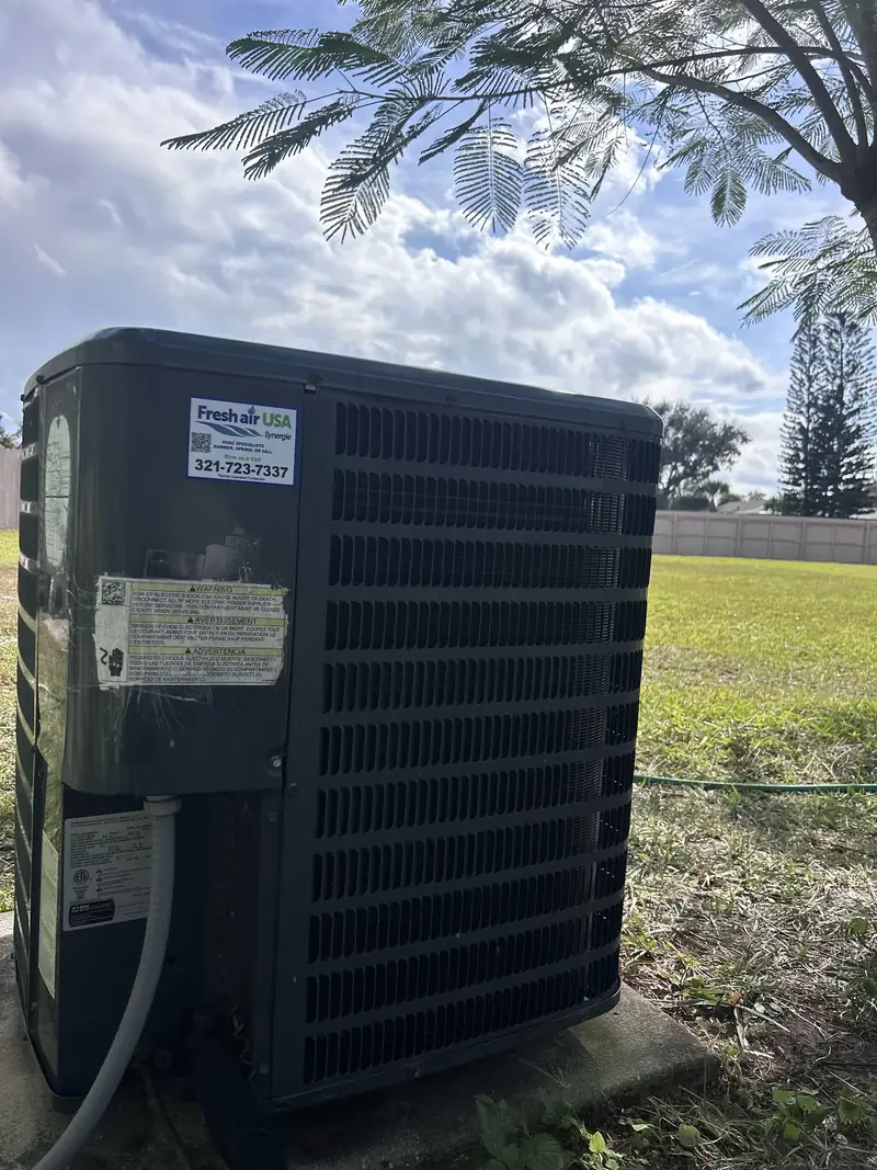 Outdoor condensing unit with service label